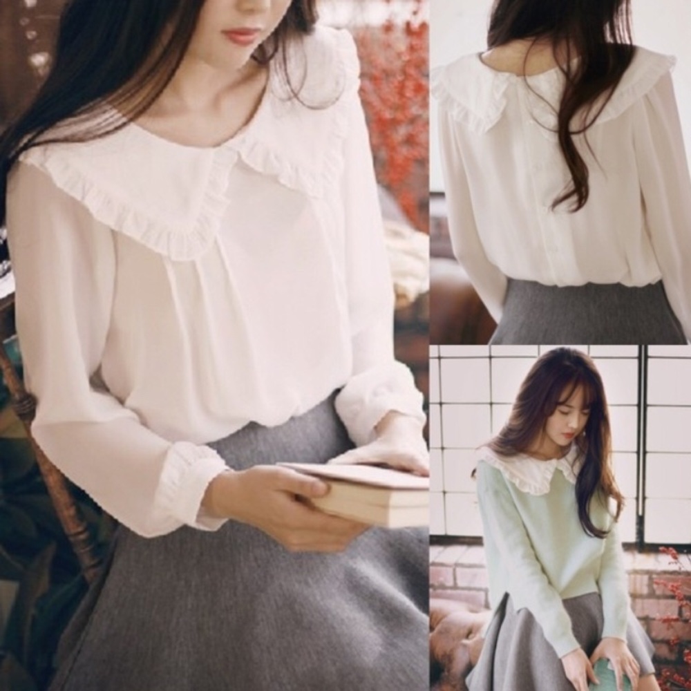 Cute Collared White Blouse✨